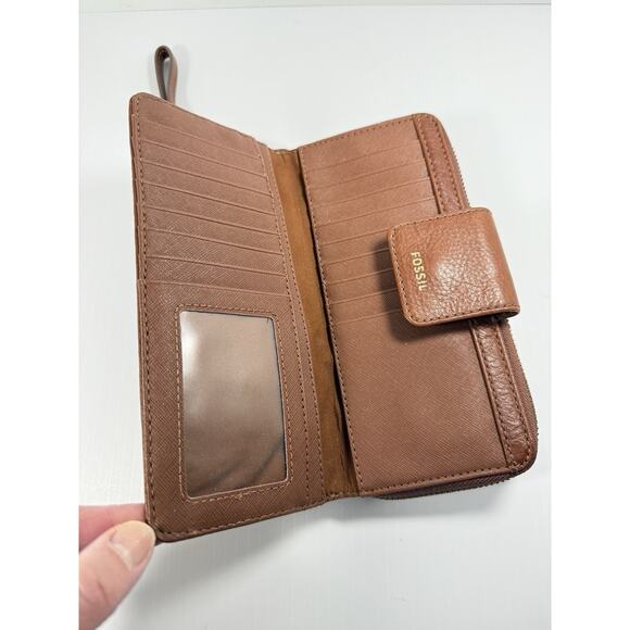 Fossil Zip Clutch Wallet Wristlet Striped Leather Green Yellow Lavender Madison - Picture 4 of 6